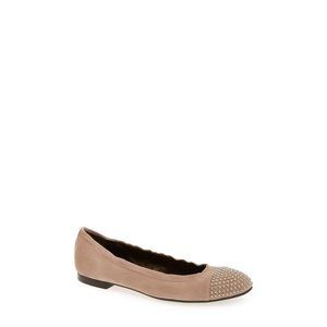 🆕 AGL Attilio Giusti Leombruni Studded Suede Beige Flats Shoes 7